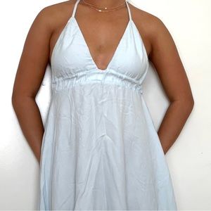 Halter Mini Dress | Size S in Light Baby Blue | Casual Dress by Brandy Melville